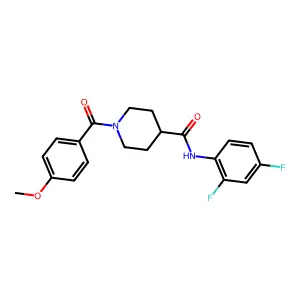 N-(2,4-difluorophenyl)-1-(4-methoxybenzoyl)piperidine-4-carboxamide structure