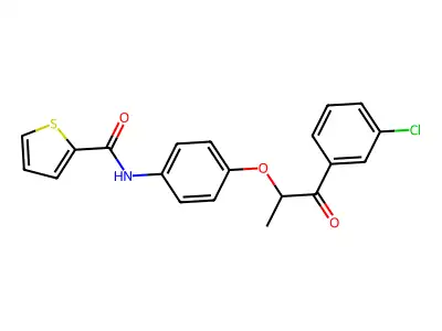 N-[4-[1-(3-chlorophenyl)-1-oxopropan-2-yl]oxyphenyl]thiophene-2-carboxamide structure