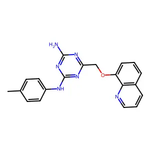 6-(Quinolin-8-yloxymethyl)-N-p-tolyl-[1,3,5]triazine-2,4-diamine structure