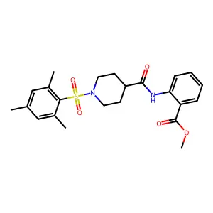 methyl 2-(1-(mesitylsulfonyl)piperidine-4-carboxamido)benzoate structure