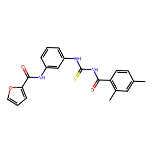 N-[3-[(2,4-dimethylbenzoyl)carbamothioylamino]phenyl]furan-2-carboxamide structure