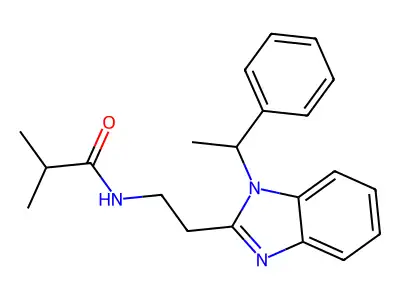2-methyl-N-{2-[1-(1-phenylethyl)-1H-1,3-benzodiazol-2-yl]ethyl}propanamide structure