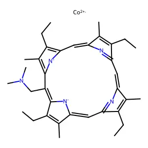 meso-Dimethylaminomethyletioporphyrin-1-cobalt complex structure