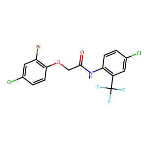 2-(2-bromo-4-chlorophenoxy)-N-[4-chloro-2-(trifluoromethyl)phenyl]acetamide structure