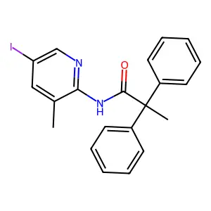 N-(5-iodo-3-methylpyridin-2-yl)-2,2-diphenylpropanamide structure