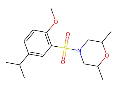 4-{[2-Methoxy-5-(methylethyl)phenyl]sulfonyl}-2,6-dimethylmorpholine structure