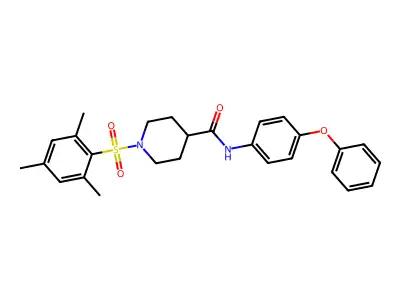N-(4-phenoxyphenyl)-1-(2,4,6-trimethylphenyl)sulfonylpiperidine-4-carboxamide structure