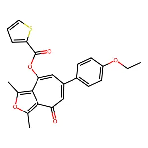 6-(4-ethoxyphenyl)-1,3-dimethyl-4-oxo-4H-cyclohepta[c]furan-8-yl thiophene-2-carboxylate structure
