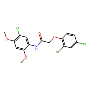 2-(2-bromo-4-chlorophenoxy)-N-(5-chloro-2,4-dimethoxyphenyl)acetamide structure