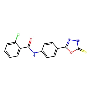 2-chloro-N-[4-(2-sulfanylidene-3H-1,3,4-oxadiazol-5-yl)phenyl]benzamide structure