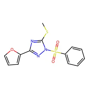 3-(2-furyl)-5-(methylthio)-1-(phenylsulfonyl)-1H-1,2,4-triazole structure