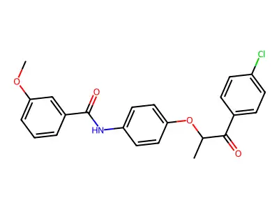 N-[4-[1-(4-chlorophenyl)-1-oxopropan-2-yl]oxyphenyl]-3-methoxybenzamide structure