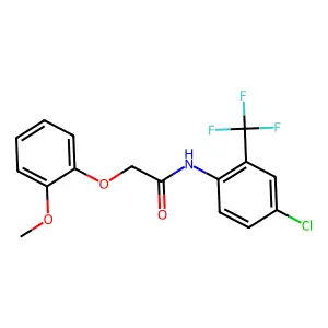 N-[4-chloro-2-(trifluoromethyl)phenyl]-2-(2-methoxyphenoxy)acetamide structure