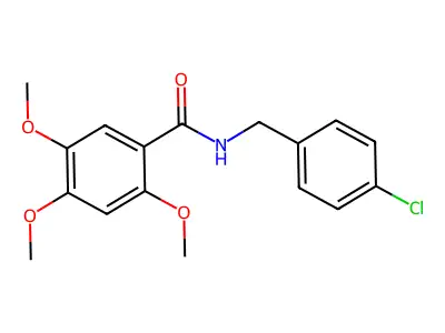 N-(4-chlorobenzyl)-2,4,5-trimethoxybenzamide structure