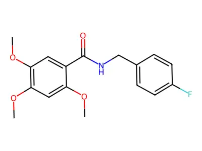 N-[(4-fluorophenyl)methyl]-2,4,5-trimethoxybenzamide structure
