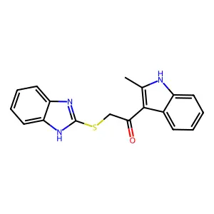 2-(1H-benzimidazol-2-ylsulfanyl)-1-(2-methyl-1H-indol-3-yl)ethanone structure