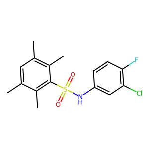 N-(3-chloro-4-fluorophenyl)-2,3,5,6-tetramethylbenzenesulfonamide structure