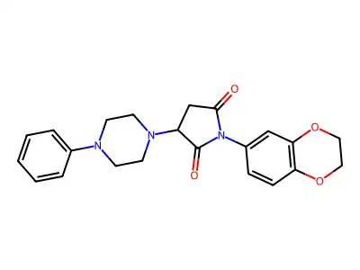 1-(2,3-dihydro-1,4-benzodioxin-6-yl)-3-(4-phenyl-1-piperazinyl)-2,5-pyrrolidinedione structure