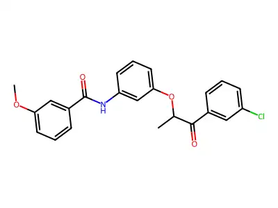 N-[3-[1-(3-chlorophenyl)-1-oxopropan-2-yl]oxyphenyl]-3-methoxybenzamide structure