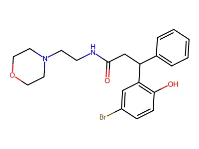 3-(5-bromo-2-hydroxyphenyl)-N-(2-morpholin-4-ylethyl)-3-phenylpropanamide structure