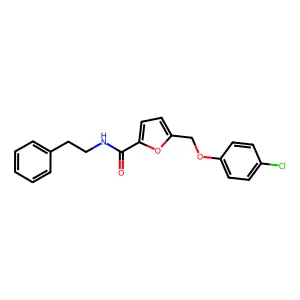 5-[(4-chlorophenoxy)methyl]-N-(2-phenylethyl)furan-2-carboxamide structure