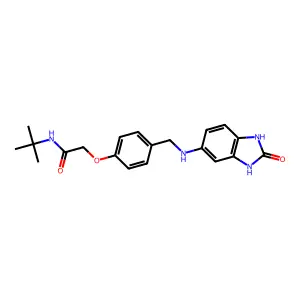 N-(tert-butyl)-2-(4-{[(2-oxo-2,3-dihydro-1H-benzimidazol-5-yl)amino]methyl}phenoxy)acetamide structure