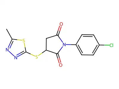 1-(4-chlorophenyl)-3-[(5-methyl-1,3,4-thiadiazol-2-yl)sulfanyl]pyrrolidine-2,5-dione structure