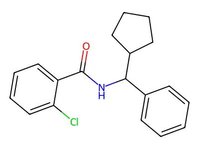 2-chloro-N-[cyclopentyl(phenyl)methyl]benzamide structure