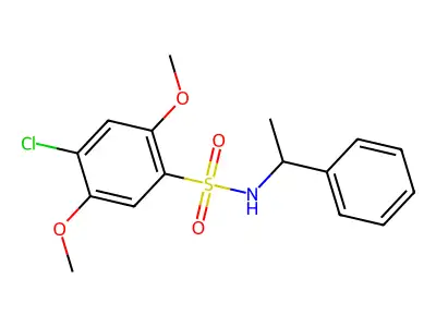 4-chloro-2,5-dimethoxy-N-(1-phenylethyl)benzenesulfonamide structure