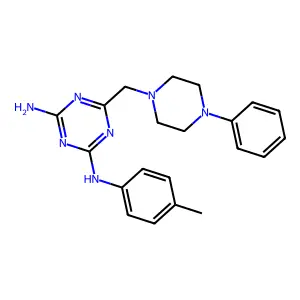 N-(4-methylphenyl)-6-[(4-phenylpiperazin-1-yl)methyl]-1,3,5-triazine-2,4-diamine structure