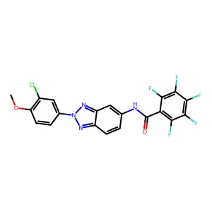 N-[2-(3-chloro-4-methoxyphenyl)benzotriazol-5-yl]-2,3,4,5,6-pentafluorobenzamide structure