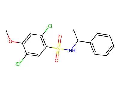 2,5-dichloro-4-methoxy-N-(1-phenylethyl)benzene-1-sulfonamide structure