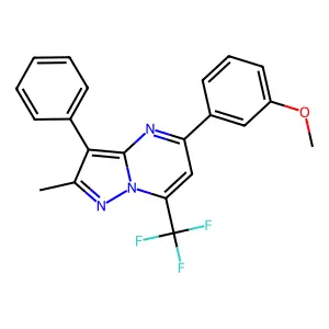 5-(3-methoxyphenyl)-2-methyl-3-phenyl-7-(trifluoromethyl)pyrazolo[1,5-a]pyrimidine structure