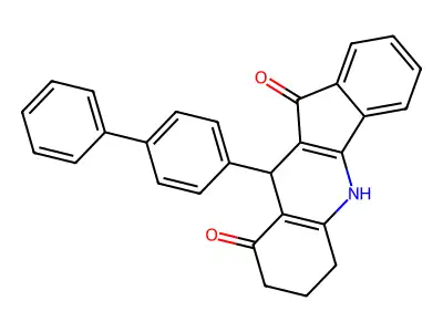 10-(biphenyl-4-yl)-6,7,8,10-tetrahydro-5H-indeno[1,2-b]quinoline-9,11-dione structure