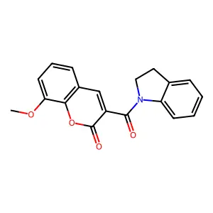 3-(2,3-dihydro-1H-indol-1-ylcarbonyl)-8-methoxy-2H-chromen-2-one structure