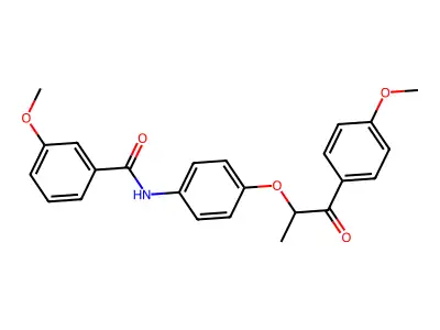 3-methoxy-N-[4-[1-(4-methoxyphenyl)-1-oxopropan-2-yl]oxyphenyl]benzamide structure