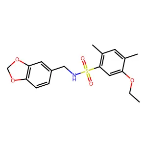 N-(1,3-benzodioxol-5-ylmethyl)-5-ethoxy-2,4-dimethylbenzenesulfonamide structure