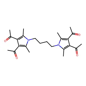 1-[4-acetyl-1-[4-(3,4-diacetyl-2,5-dimethylpyrrol-1-yl)butyl]-2,5-dimethylpyrrol-3-yl]ethanone structure