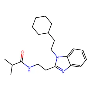 N-[2-[1-(2-cyclohexylethyl)benzimidazol-2-yl]ethyl]-2-methylpropanamide structure
