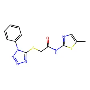 N-(5-methyl-1,3-thiazol-2-yl)-2-(1-phenyltetrazol-5-yl)sulfanylacetamide structure