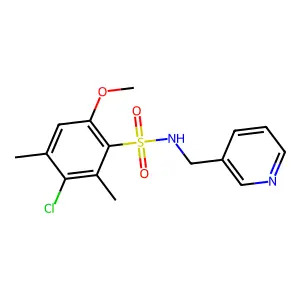 3-chloro-6-methoxy-2,4-dimethyl-N-(3-pyridinylmethyl)benzenesulfonamide structure