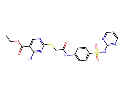 ethyl 4-amino-2-((2-oxo-2-((4-((2-pyrimidinylamino)sulfonyl)phenyl)amino)ethyl)sulfanyl)-5-pyrimidinecarboxylate structure