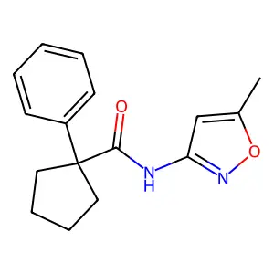 N-(5-methyl-1,2-oxazol-3-yl)-1-phenylcyclopentane-1-carboxamide structure