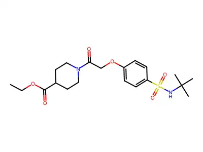 Ethyl 1-({4-[(tert-butylamino)sulfonyl]phenoxy}acetyl)-4-piperidinecarboxylate structure