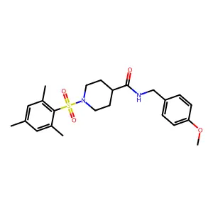 N-(4-methoxybenzyl)-1-[(2,4,6-trimethylphenyl)sulfonyl]piperidine-4-carboxamide structure