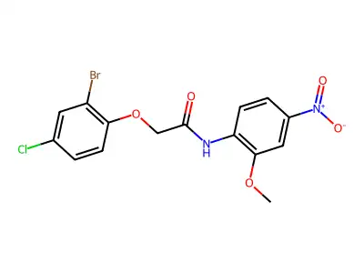 2-(2-bromo-4-chlorophenoxy)-N-(2-methoxy-4-nitrophenyl)acetamide structure