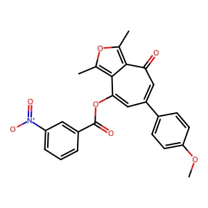 6-(4-methoxyphenyl)-1,3-dimethyl-4-oxo-4H-cyclohepta[c]furan-8-yl 3-nitrobenzoate structure