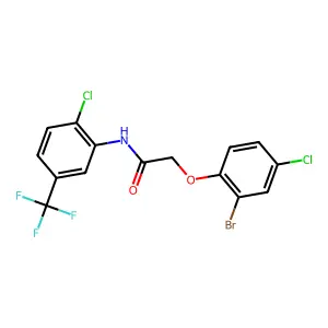 2-(2-bromo-4-chlorophenoxy)-N-[2-chloro-5-(trifluoromethyl)phenyl]acetamide structure