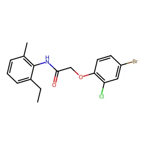 2-(4-bromo-2-chlorophenoxy)-N-(2-ethyl-6-methylphenyl)acetamide structure
