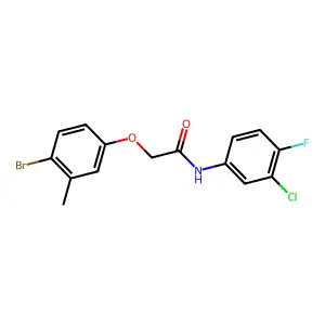2-(4-bromo-3-methylphenoxy)-N-(3-chloro-4-fluorophenyl)acetamide structure